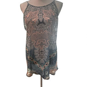 OP OCEAN PACIFIC Paisley Blue Orange Beach SWIM Cover Up Dress JUNIORS M 7-9